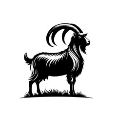 Majestic Goat Vector Illustration – Mountain and Farm Animal Design