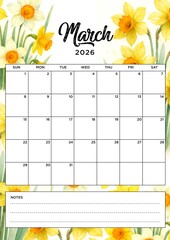 March 2026 Planner Calendar, A4 Paper
