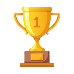 Golden trophy with number one for first place victory
