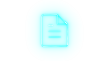 A blue neon document isolated on transparent background, representing a modern and sleek design for digital files and information