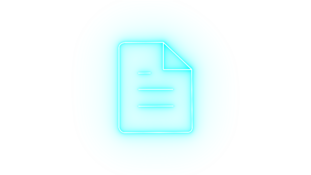A blue neon document isolated on transparent background, representing a modern and sleek design for digital files and information