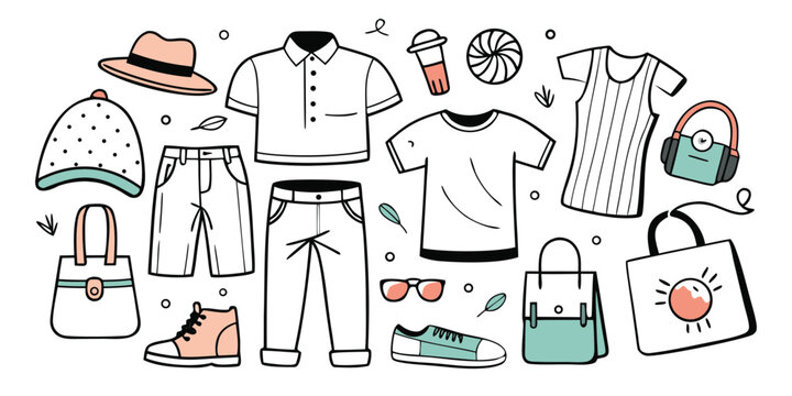 Children's fashion collection featuring apparel accessories and footwear outfit ideas