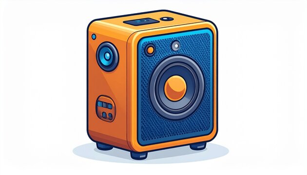 portable bluetooth speaker flat vector icon, cartoon style
