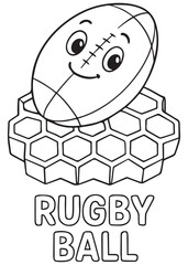 coloring book rugby ball on honeycomb hexagon cartoon design
