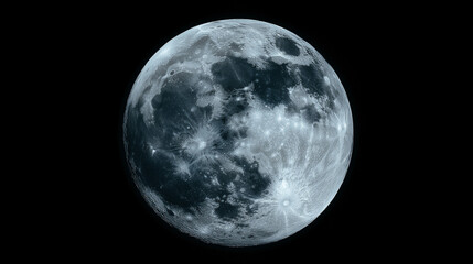 Fototapeta premium Detailed Full Moon Close-Up with Crater Texture, Dark Space Background, High Contrast Lighting, f/8.0, Astronomical Imaging Aesthetic