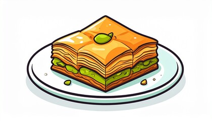 flat vector icon of a piece of baklava cake, cartoon style