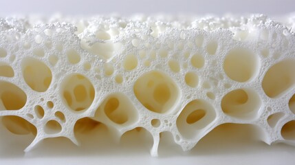 illustrated cross-section of sourdough crumb structure, airy holes, uneven texture, showing interior of a sliced loaf, white background sourdough, crumb, interior, structure, cross-section, 