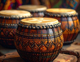 Indigenous Craftsman Drum Making Colorful Reeds