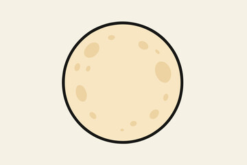 Simple cartoon moon illustration in soft colors, minimalistic design, celestial concept, empty space
