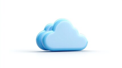 Light blue, 3D rendered cloud icon, two overlapping shapes, on a plain white background