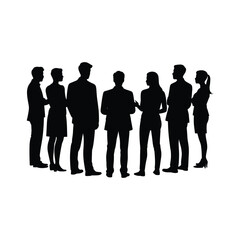 Diverse group of business professionals standing together as a team silhouette against white