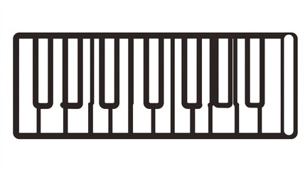 Simple line drawing of a rectangular keyboard with eleven black and white keys, suggesting a miniature keyboard or a simplified piano representation