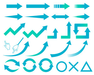 カラフル矢印アイコンセット　緑グラデーション
Colorful arrow icon set - green gradient