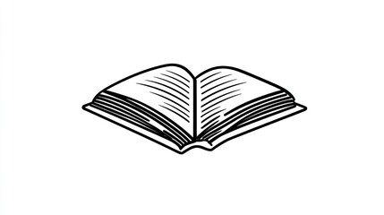 Obraz premium A hand-drawn illustration of an open book, showcasing detailed lined pages and a slightly angled perspective, suggesting depth and texture