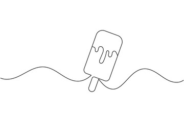 Obraz premium Popsicle ice cream bar one line drawing minimalist style isolate outline vector icon
