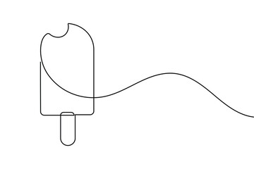 Popsicle ice cream bar one line drawing minimalist style isolate outline vector icon