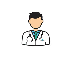 Fototapeta premium Illustration of a doctor wearing a white coat and stethoscope.