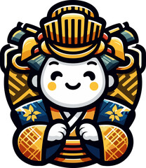 icon_logo_symbol_Japanese_Woman_Cartoon_Illustration_Wearing_Traditional_Kimono