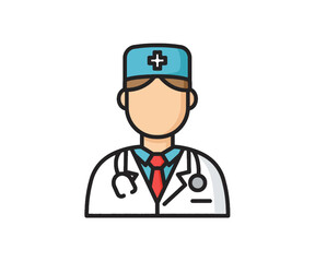 Fototapeta premium Icon of a doctor in a white coat and stethoscope.