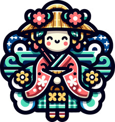 icon_logo_symbol_Vector_Illustration_of_Traditional_Japanese_Woman_in_Red