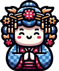 icon_logo_symbol_Vector_Illustration_of_Traditional_Japanese_Woman_in_Red