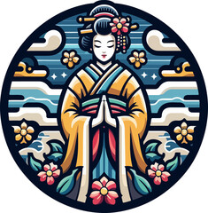icon_logo_symbol_Vector_of_Smiling_Japanese_Woman_Character_Illustration