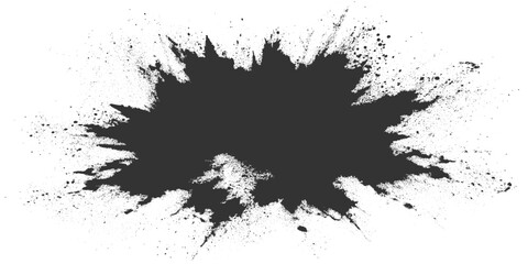 Abstract Black Powder Explosion on White Background Ink Splash, Explosive black powder burst effect isolated on white background. Black chalk explosion. black powder explosion.