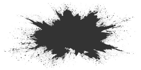Obraz premium Abstract Black Powder Explosion on White Background Ink Splash, Explosive black powder burst effect isolated on white background. Black chalk explosion. black powder explosion.