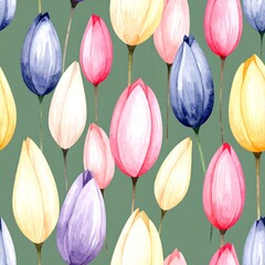 Watercolor tulip pattern