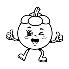 Halloweenfruitssingleicon cute mangosteen character giving thumbs up isolated on white background