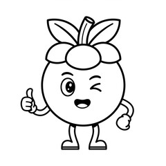 Halloweenfruitssingleicon cute mangosteen cartoon character giving a thumbs up isolated on white background