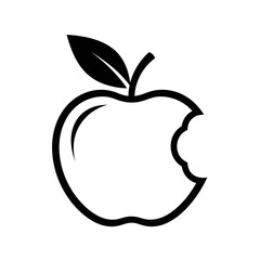 Halloweenfruitssingleicon an apple with a bite taken out of it isolated on white background illustration