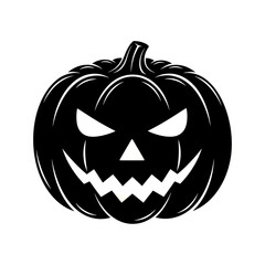 Halloweenfruitssingleicon black and white illustration of a scary pumpkin face isolated on white background