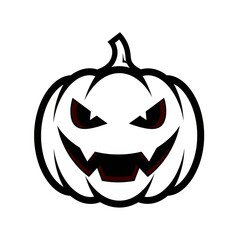 Halloweenfruitssingleicon spooky jackolantern with a menacing grin isolated on white background