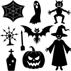 Full Halloween Silhouettes Bundle Witch and Pumpkin
