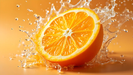 Fresh citrus orange with explosive juice splash action