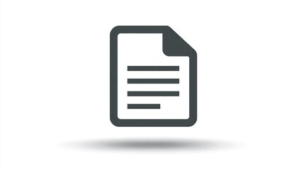 Dark-gray paper sheet icon with lines on it. Document, information, and attachment concept