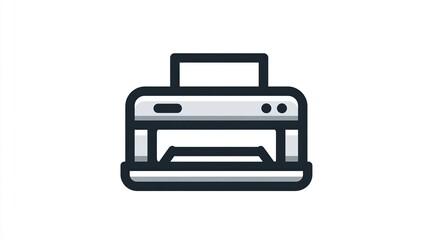 Simple, stylized icon of a printer, in a light gray/silver color scheme.  The printer has a rectangular body, with a slightly raised tray for output and a small, flat control panel