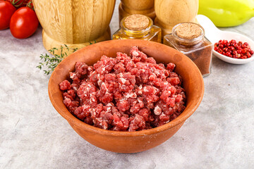 Raw beef minced meat for cooking