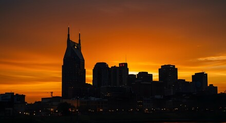 Naklejka premium Minimalist Black Silhouette Art Depicting the Skylines of Prominent United States Cities: A Visual Tribute to Urban Architecture and Design 