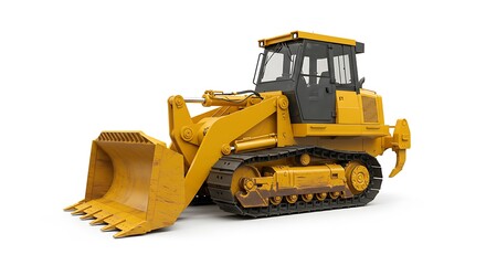 Fototapeta premium Yellow Bulldozer Isolated on White