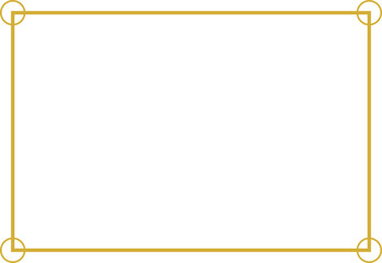 Gold Border with Circles on Corners | Simple Golden Frame for Invitations, Certificates and Decorative Design