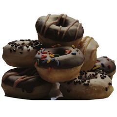 chocolate donuts on white background
