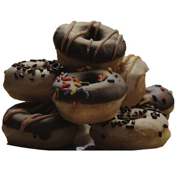 chocolate donuts on white background