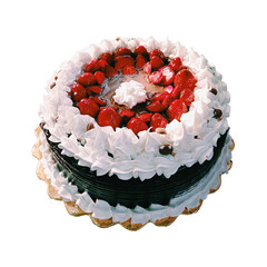 cake with cream and berries