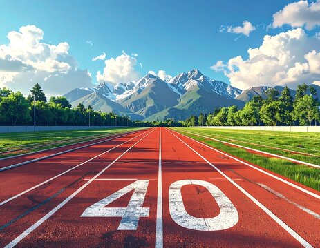 Running track leading to mountains