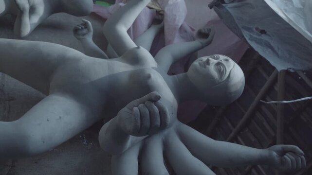 Ma Durga is being making in kumartuli using clay. 