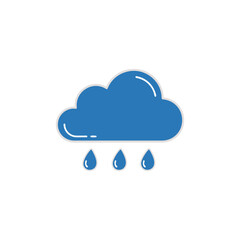 A blue cloud with three raindrops, representing rainy weather and precipitation forecast vector illustration