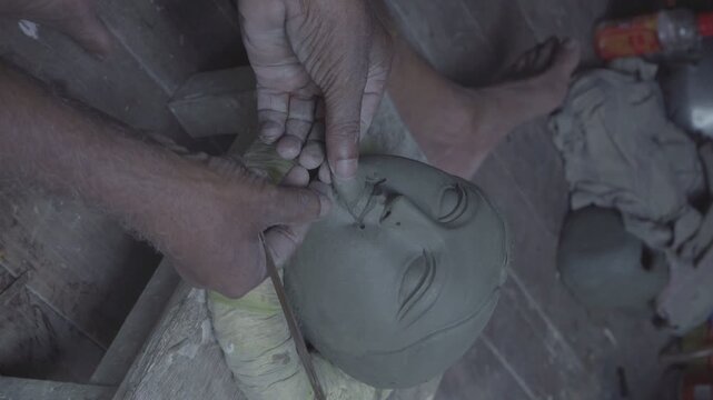making ma durga using clay and Bengali cultural supremacy