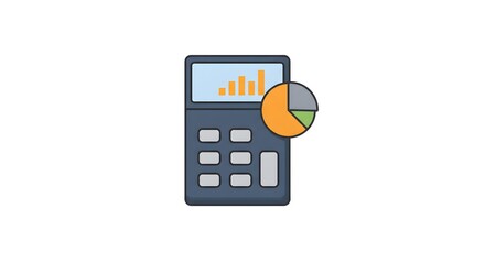 Icon of calculator with pie chart, minimal